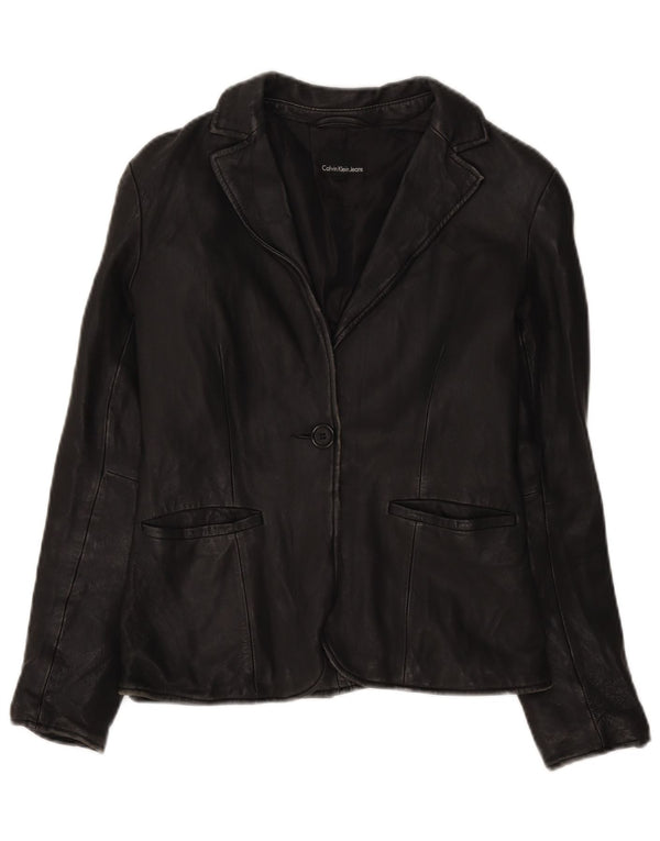 Calvin Klein Damen 1-Knopf-Blazerjacke UK 12 Medium Black Classic