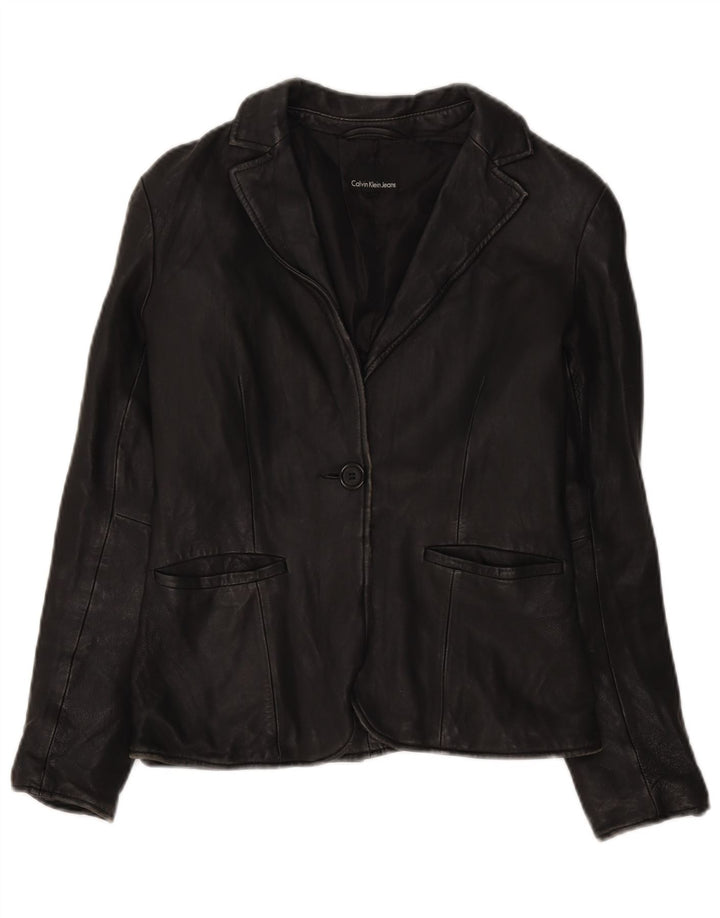 Calvin Klein Damen 1-Knopf-Blazerjacke UK 12 Medium Black Classic