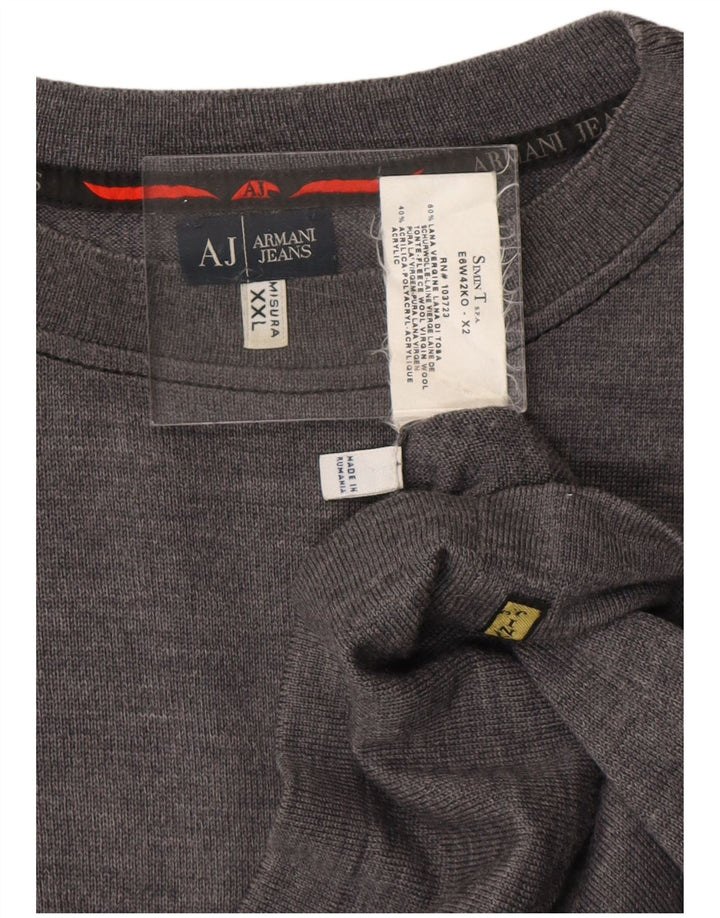 ARMANI JEANS Herren-Pullover mit Rundhalsausschnitt, 2XL, graue Wolle