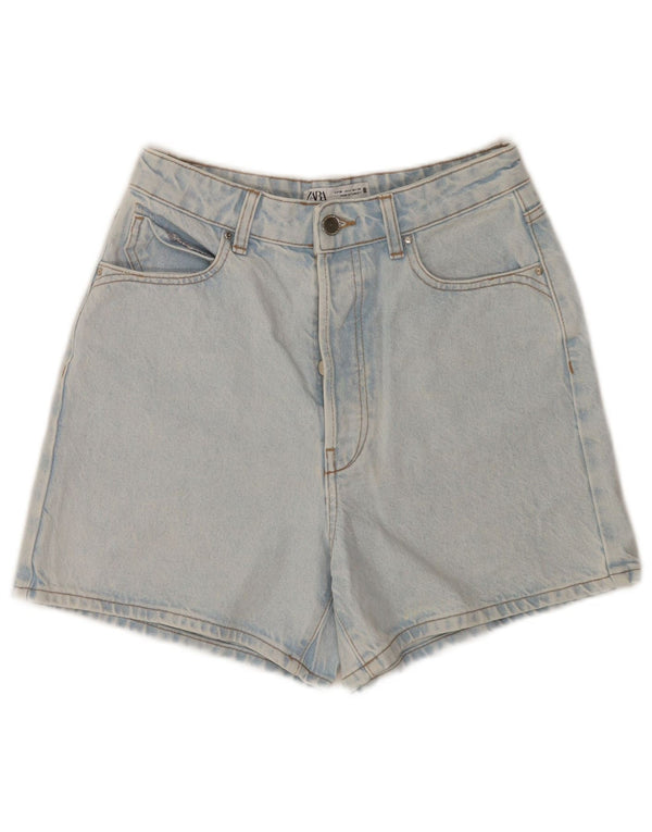 Zara Damen-Jeansshorts mit hoher Taille, EU 38, Größe S, W28, Blau
