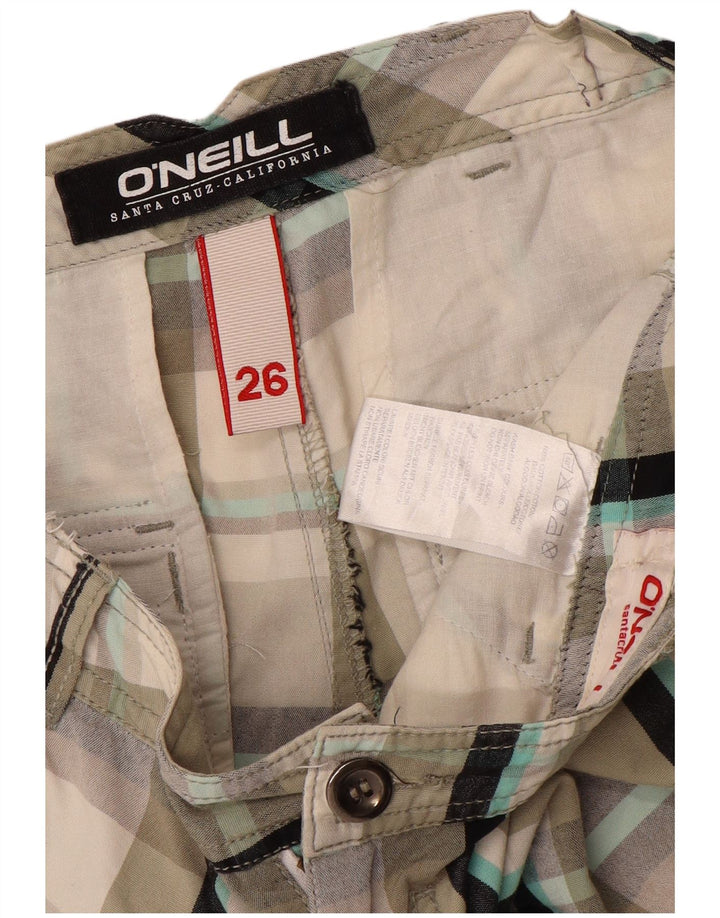 O'NEILL Damen Chino-Shorts W26 Small Grau karierte Baumwolle