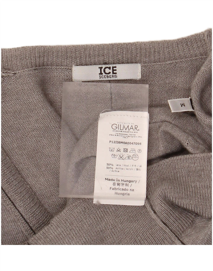 ICEBERG Damen Longline-Cardigan-Pullover UK 14 Mittelgraue Wolle