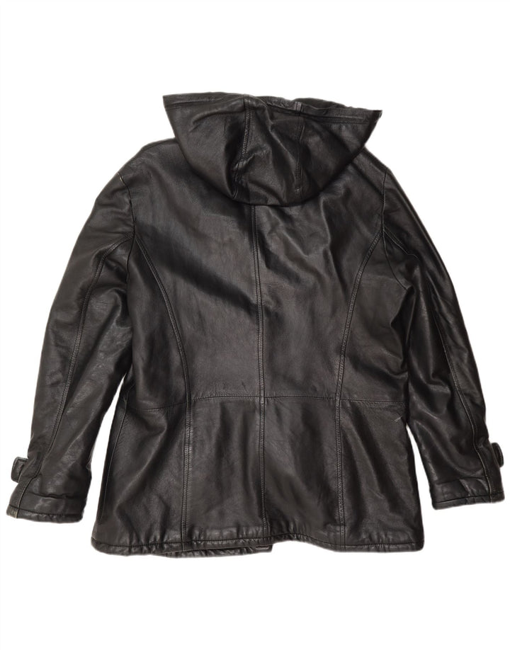 Pellitalia Damen Lederjacke mit Kapuze UK 18 XL Schwarz