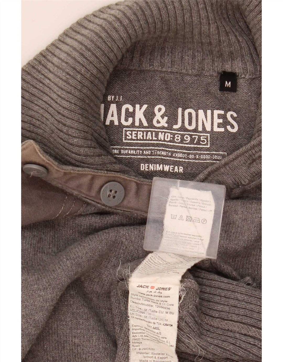 Jack & Jones Herren-Pullover mit Knopfkragen, Mittelgrau