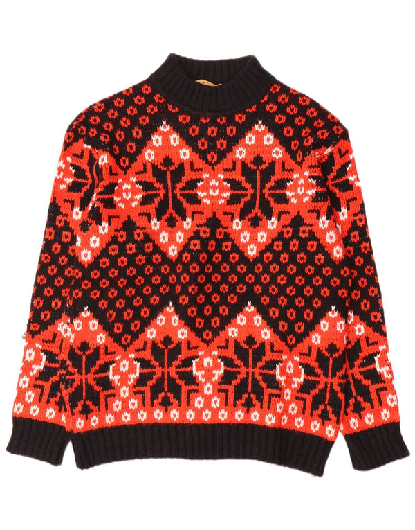 Vintage Damen Rollkragenpullover IT 48 XL Rote Fair Isle Wolle