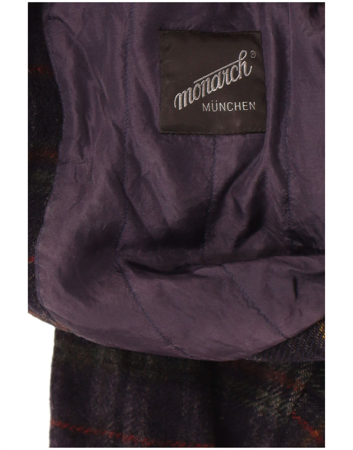 Vintage Herren Bomberjacke UK 36 Kleine marineblau karierte Schurwolle