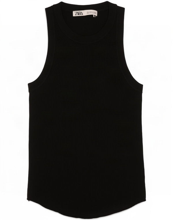 Zara Womens Vest Top UK 8 Small Black