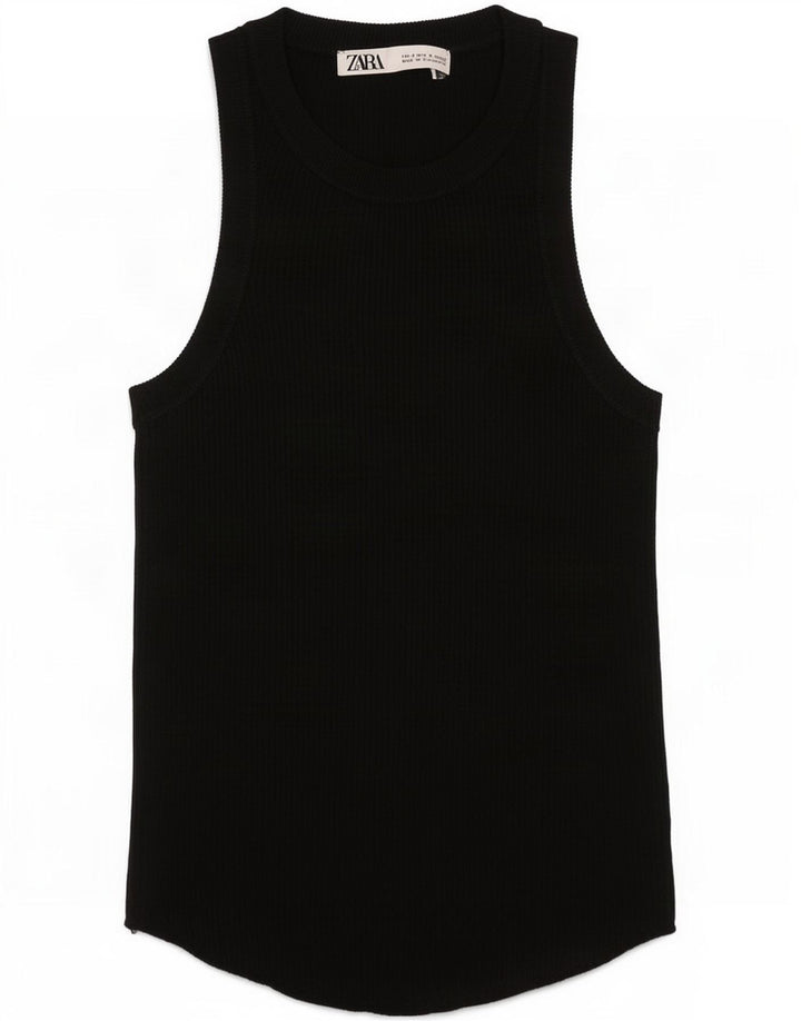 Zara Damen Weste Top UK 8 Small Schwarz