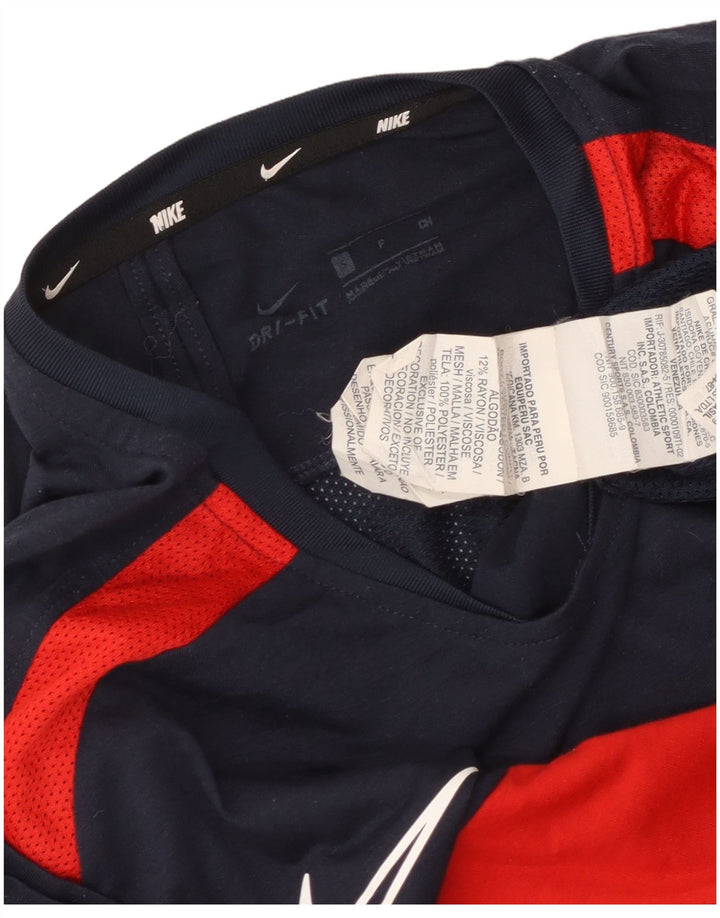Nike Herren Dri Fit T-Shirt Top Small Marineblau Colourblock Polyester