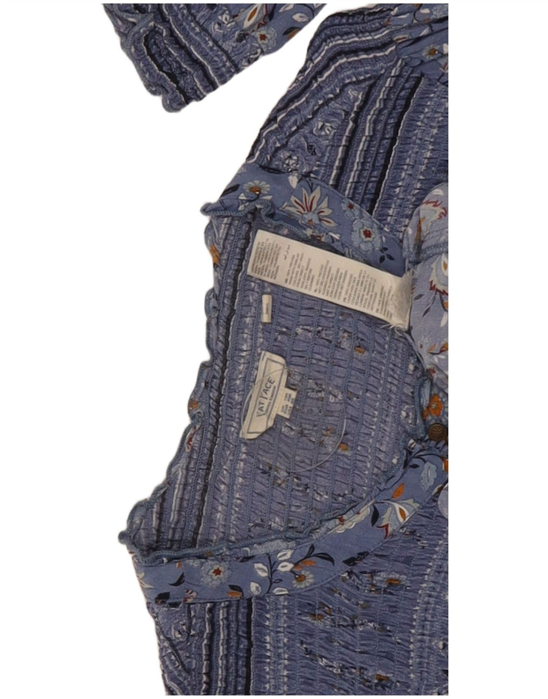 Fat Face Damen-Basic-Kleid mit langen Ärmeln, UK 12, Mittelblau mit Blumenmuster, Viskose