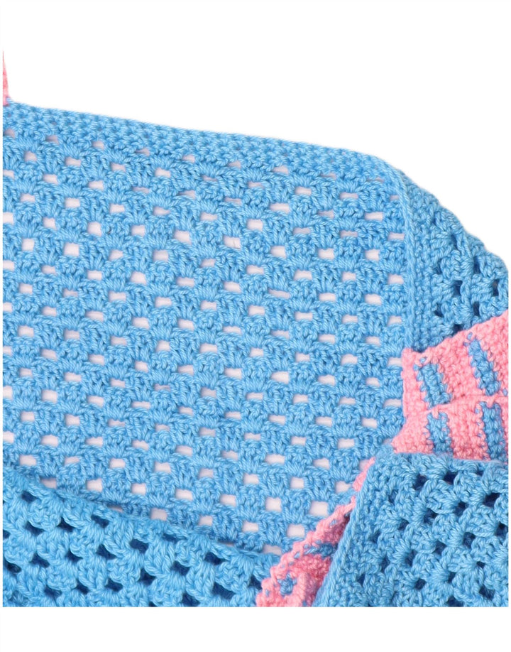 VINTAGE Damen Häkel-Cami-Top UK 14 Mittelblau