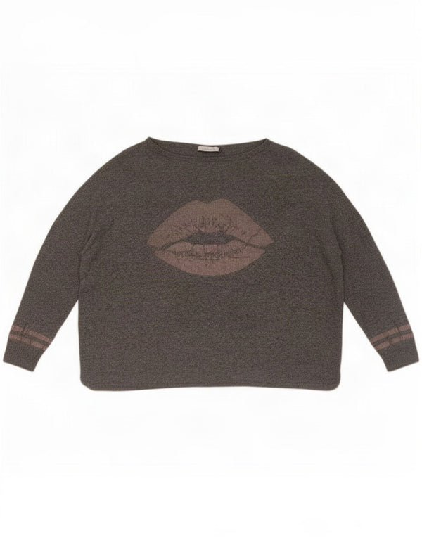 MINT VELVET Damen Pullover mit grafischem U-Boot-Ausschnitt, UK 14, Mittelgrau