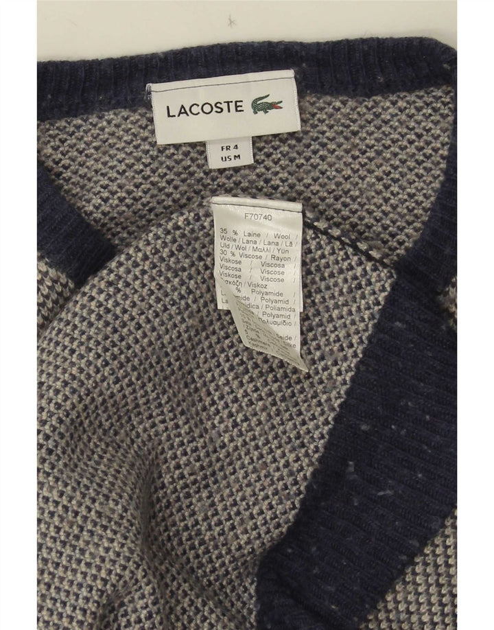 Lacoste Herren-Pullover mit Rundhalsausschnitt, Größe 4, mittlere marineblaue gesprenkelte Wolle