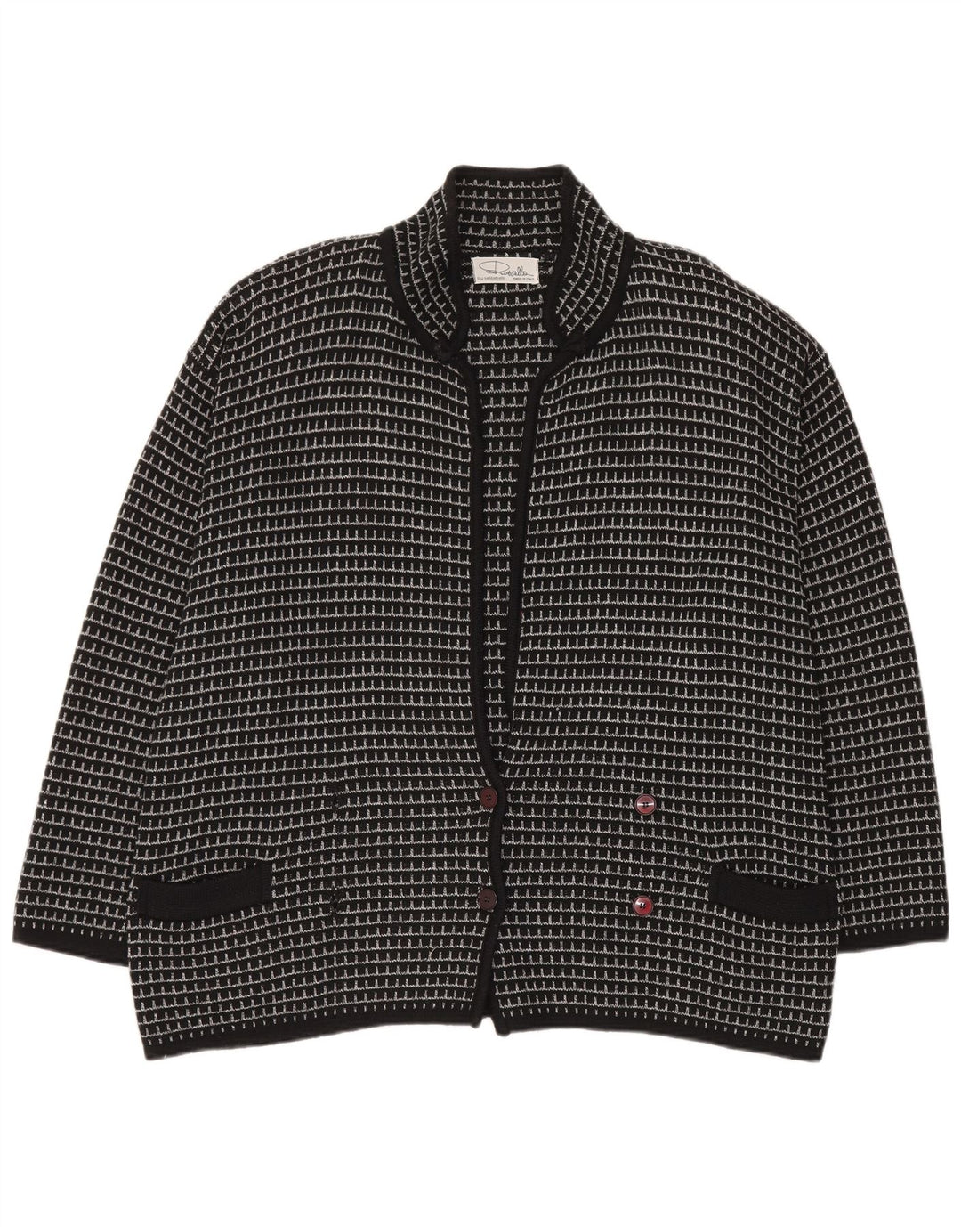Settebello Herren-Strickjacke XL, schwarz kariert, Acryl
