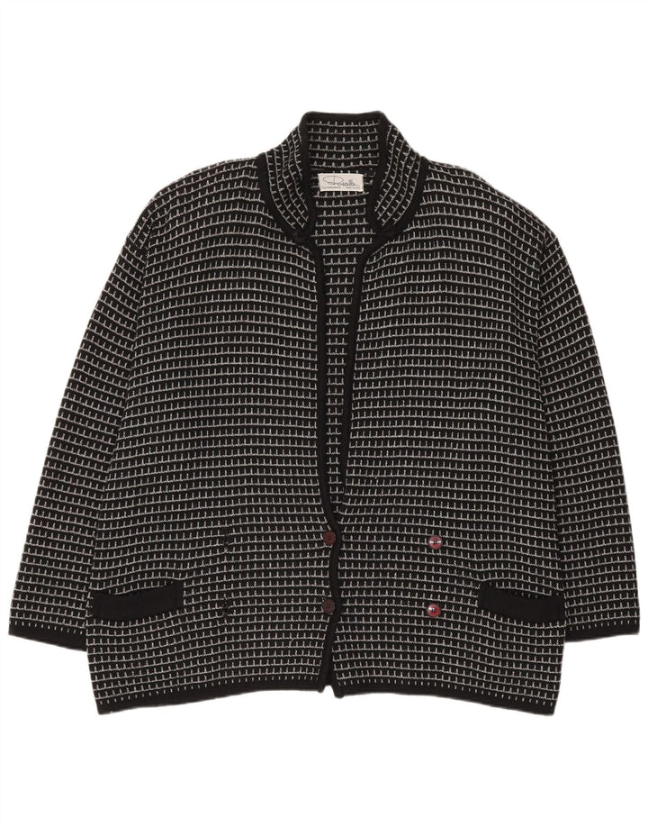 Settebello Herren-Strickjacke XL, schwarz kariert, Acryl