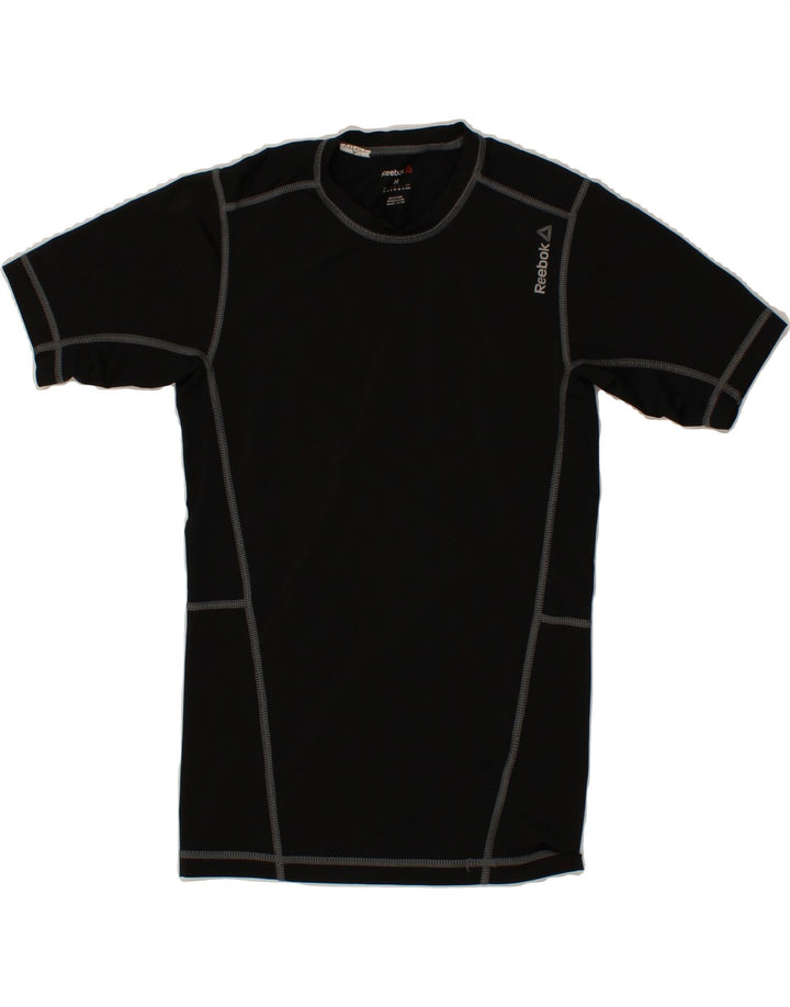 REEBOK Womens T-Shirt Top UK 12 Medium Black Polyester Vintage Reebok and Second-Hand Reebok from Messina Hembry 