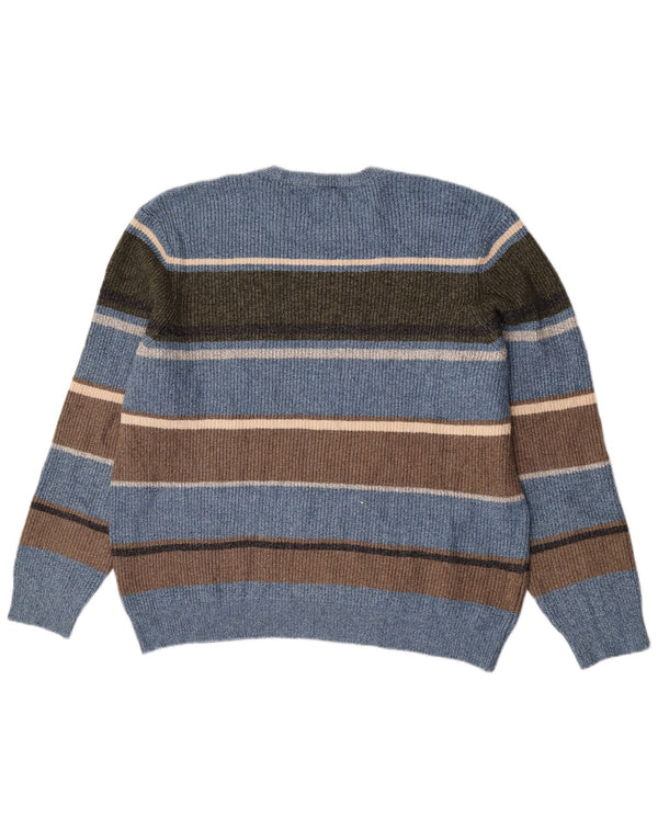 Marks & Spencer Herren-Pullover mit Rundhalsausschnitt, 2XL, blau gestreift, Polyamid