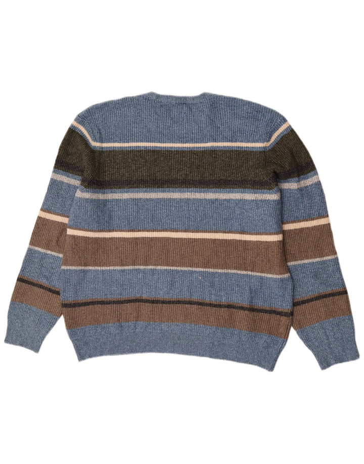 Marks & Spencer Herren-Pullover mit Rundhalsausschnitt, 2XL, blau gestreift, Polyamid