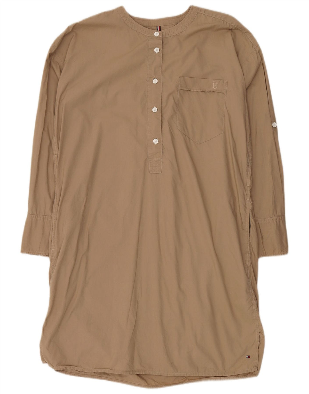 Tommy Hilfiger Damen Übergroßes Pullover-Hemdkleid UK 6 XS Beige Baumwolle