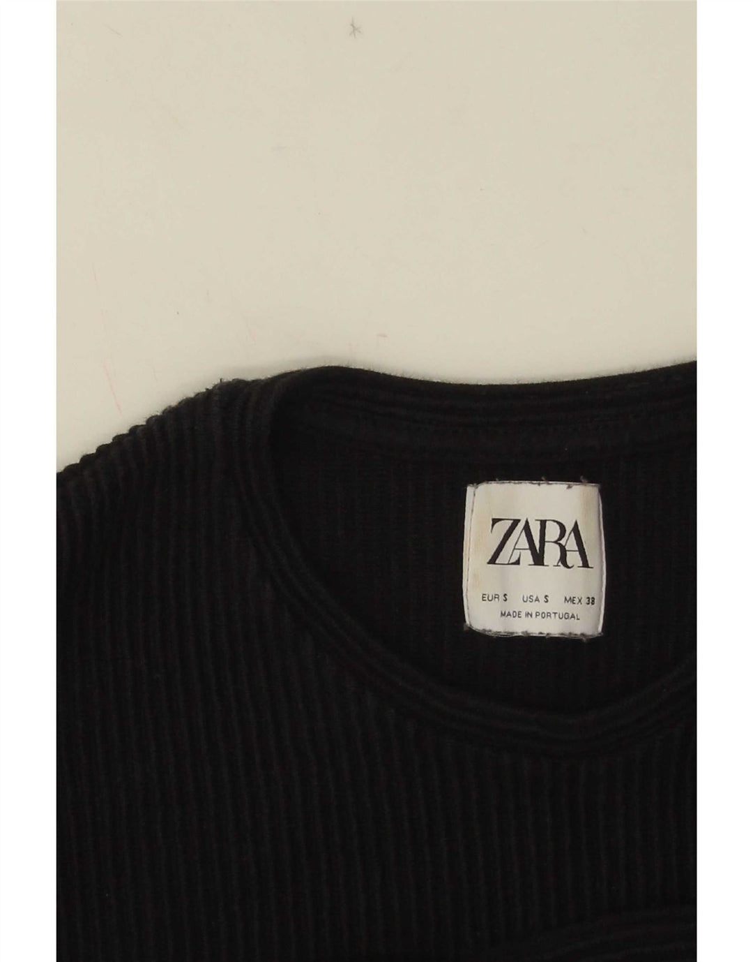 Zara Herren-Oberteil, langärmelig, klein, schwarze Baumwolle