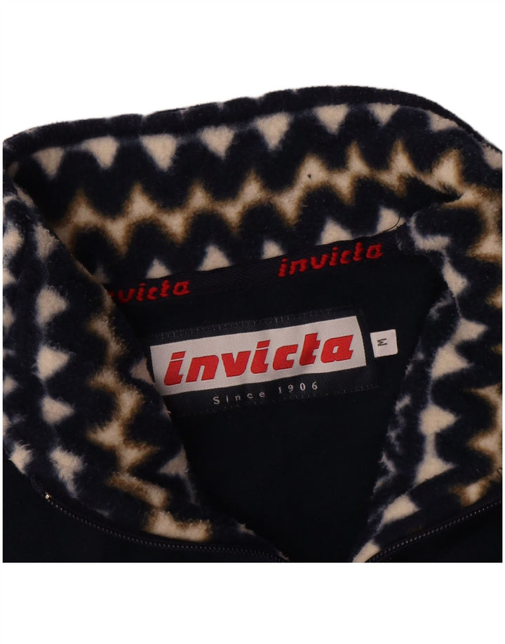 Invicta Herren-Fleecepullover mit Reißverschluss, mittleres Marineblau, geometrisch