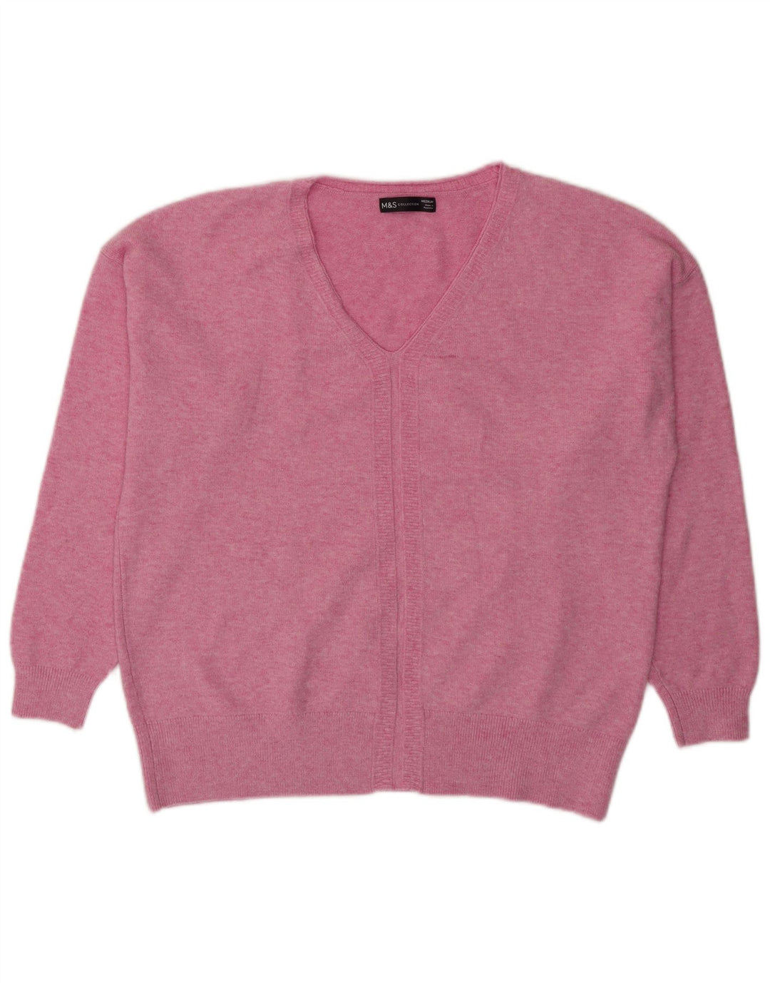Marks & Spencer Damen-Pullover in Übergröße mit V-Ausschnitt, Gr. 14, Mittelrosa
