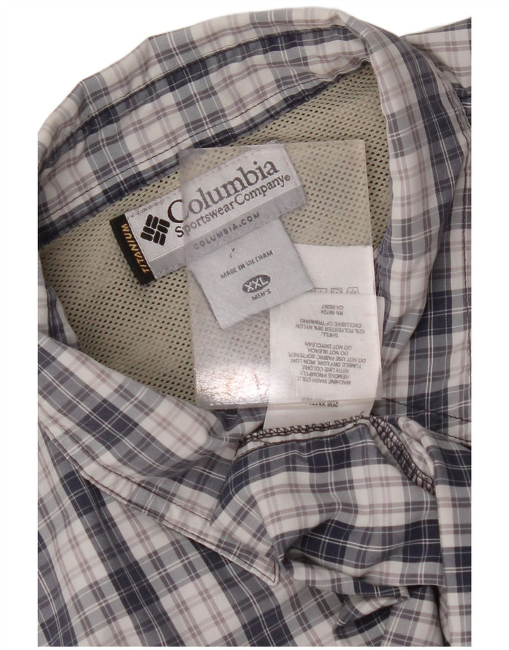 COLUMBIA Herren Titanium Hemd 2XL Marineblau kariertes Polyester