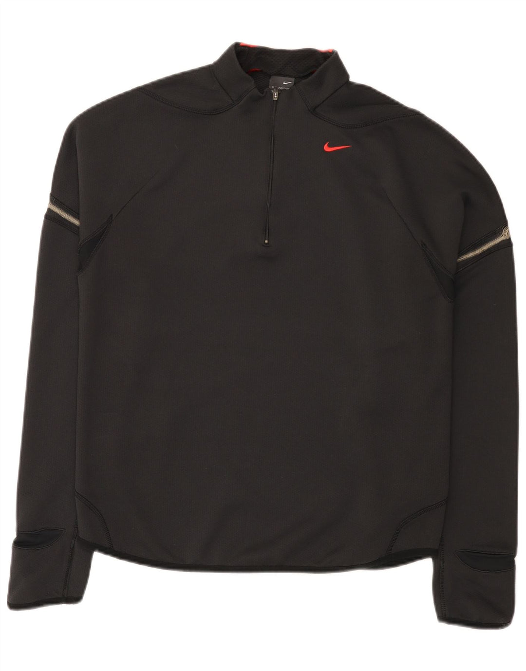 Nike Herren-Oberteil mit Reißverschluss, langärmlig, UK, Größe 42/44, Größe L, Schwarz, Polyester