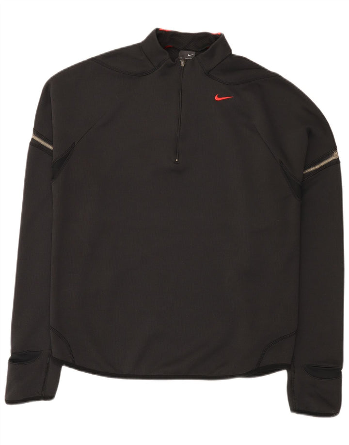 Nike Herren-Oberteil mit Reißverschluss, langärmlig, UK, Größe 42/44, Größe L, Schwarz, Polyester