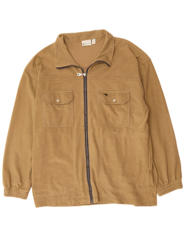 Diadora Herren-Trainingsanzug-Top-Jacke UK 44 XL Beige