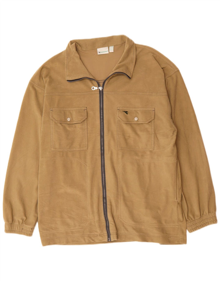 Diadora Herren-Trainingsanzug-Top-Jacke UK 44 XL Beige