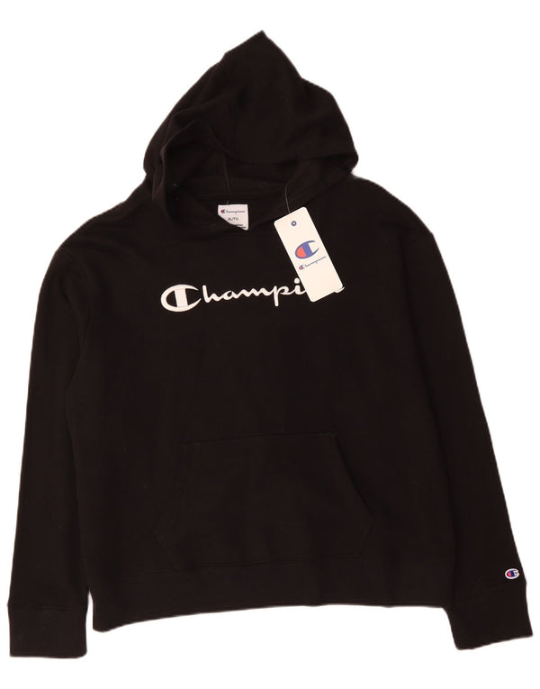 Champion Womens Graphic Hoodie Pullover UK 18 XL Schwarz Baumwolle