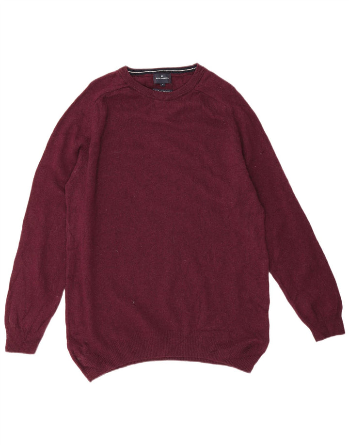 Marks & Spencer Herren Blauer Harbor-Pullover mit Rundhalsausschnitt, Größe L, Burgunderrot