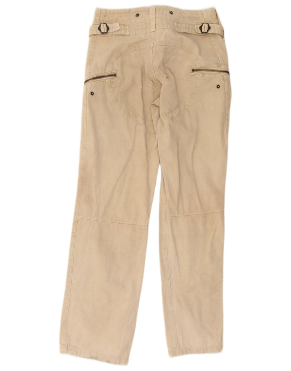 Vintage Herren Straight Cargo Hose IT 44 XS W30 L31 Beige Baumwolle