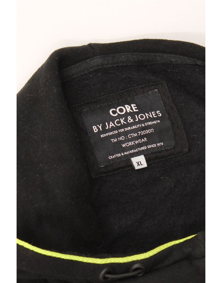 JACK & JONES Mens Hoodie Jumper XL Black Polyester Vintage Jack & Jones and Second-Hand Jack & Jones from Messina Hembry 