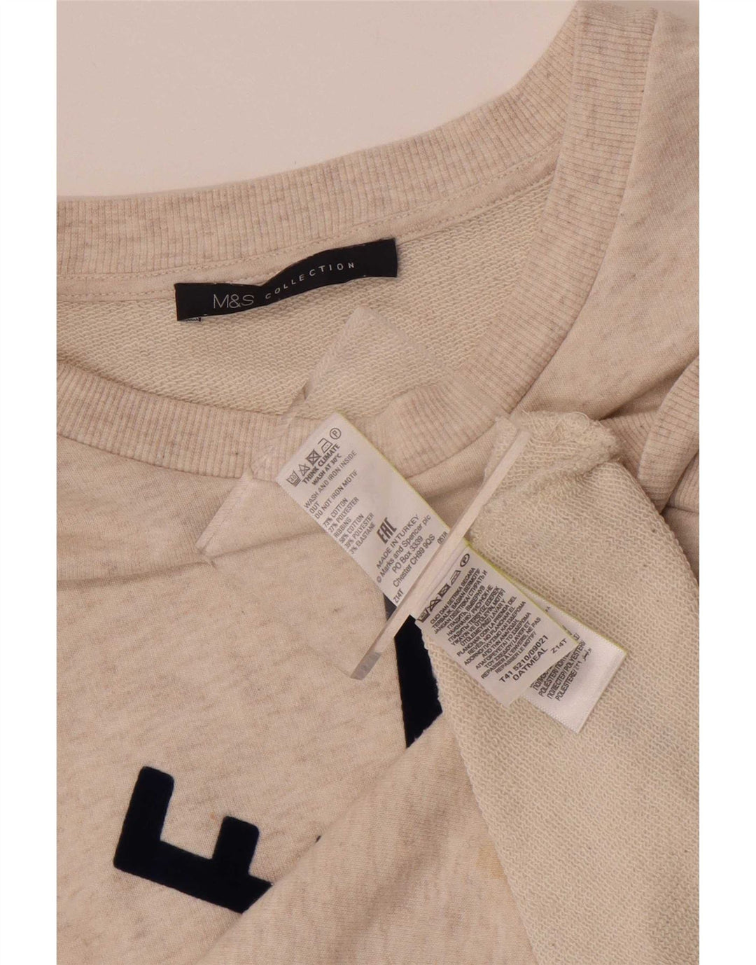 Marks & Spencer Grafik-Sweatshirtpullover für Damen UK 12 Mittelbeige mit Blumenmuster