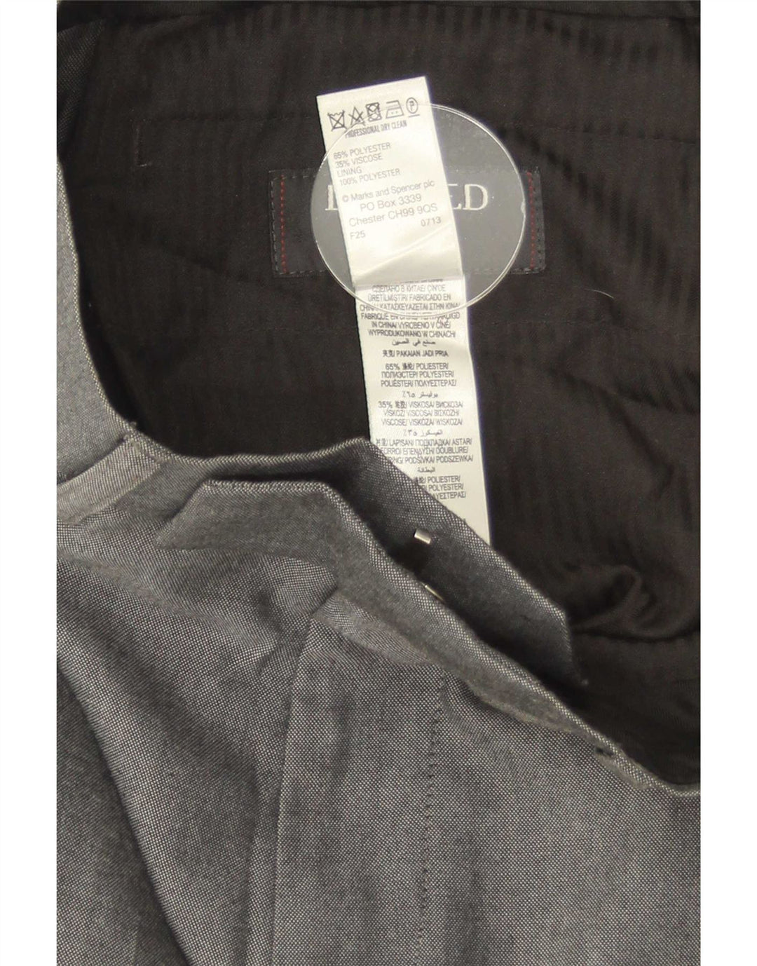 Gerade Herren-Anzughose von Marks & Spencer, W30, L31, grau, Polyester