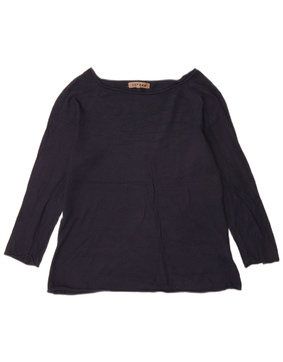 Jigsaw Damen-Top, 3/4-Ärmel, UK-Größe 12, mittelmarineblaue Viskose