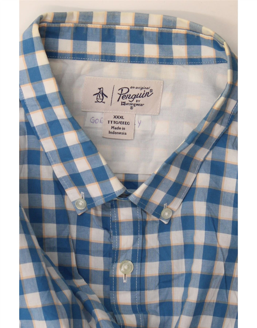 Penguin Herren Kurzarmhemd 3XL Blau Gingham