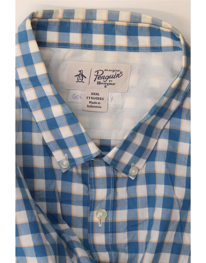 Penguin Herren Kurzarmhemd 3XL Blau Gingham