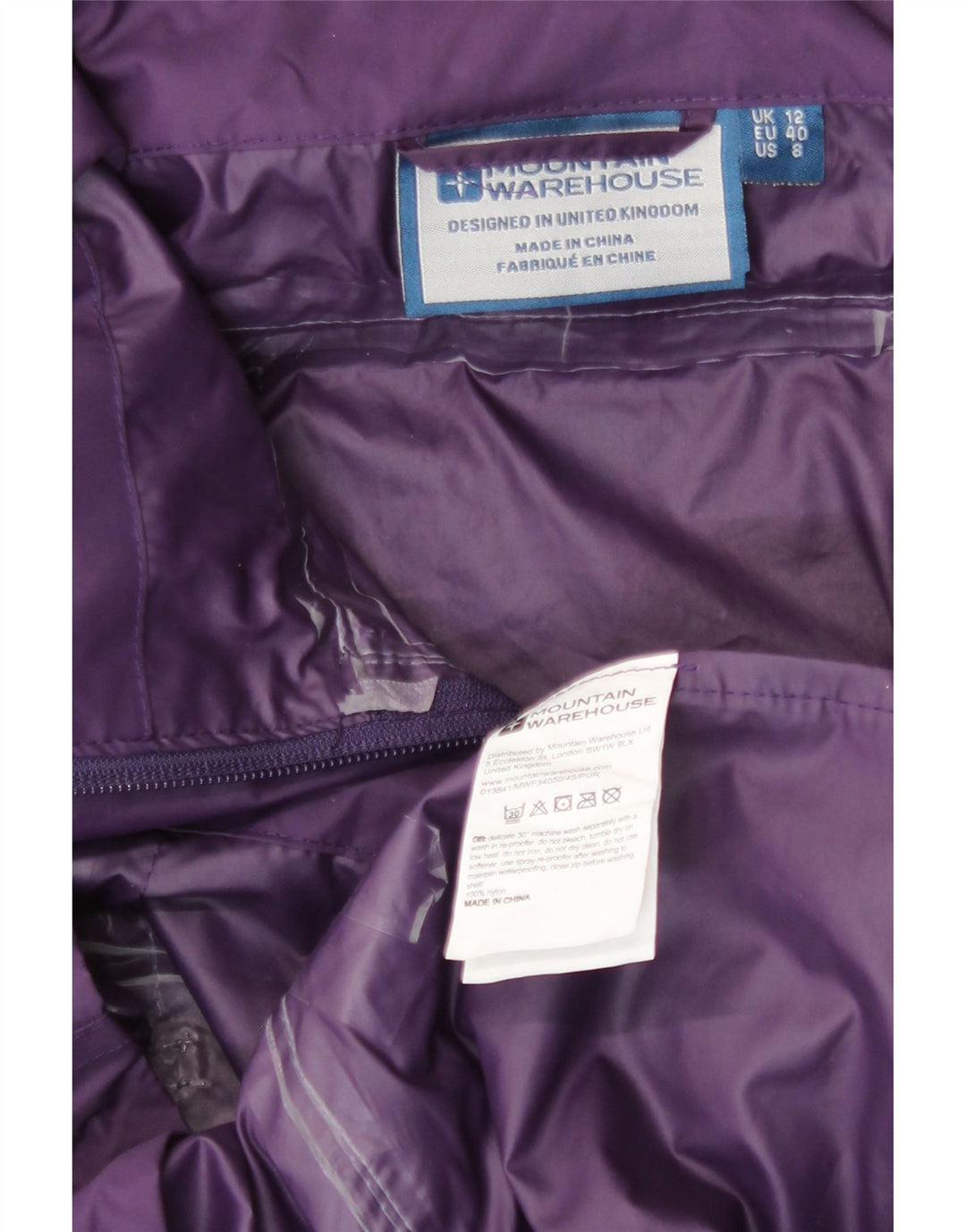 Mountain Warehouse Damen-Regenjacke, UK 12, mittelviolettes Nylon