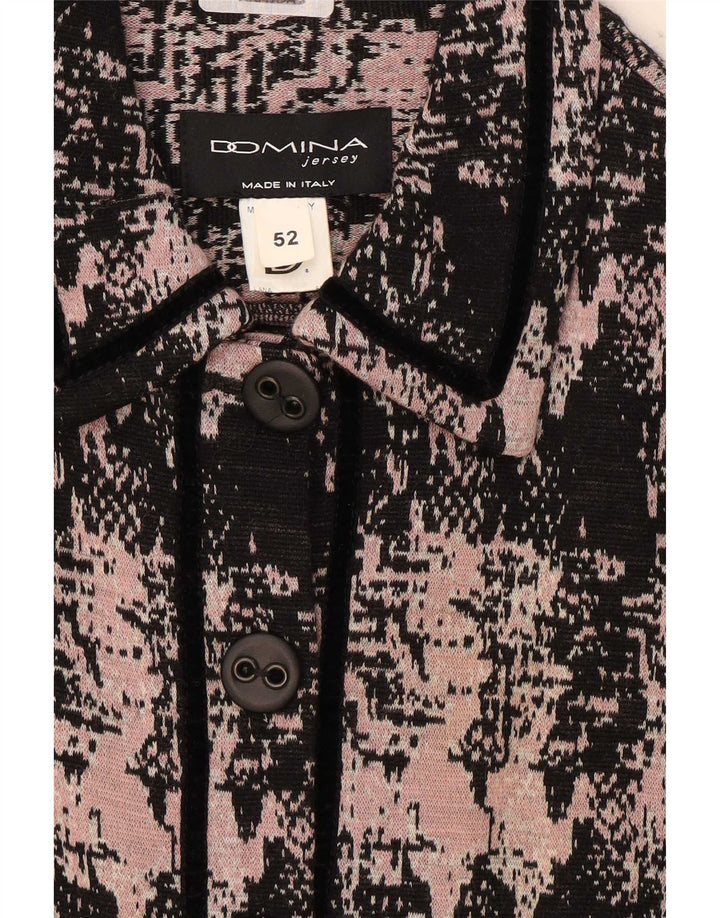 Domina Damen-Blazer mit abstraktem Muster und 5 Knöpfen, IT 52, 2XL, rosa Wolle