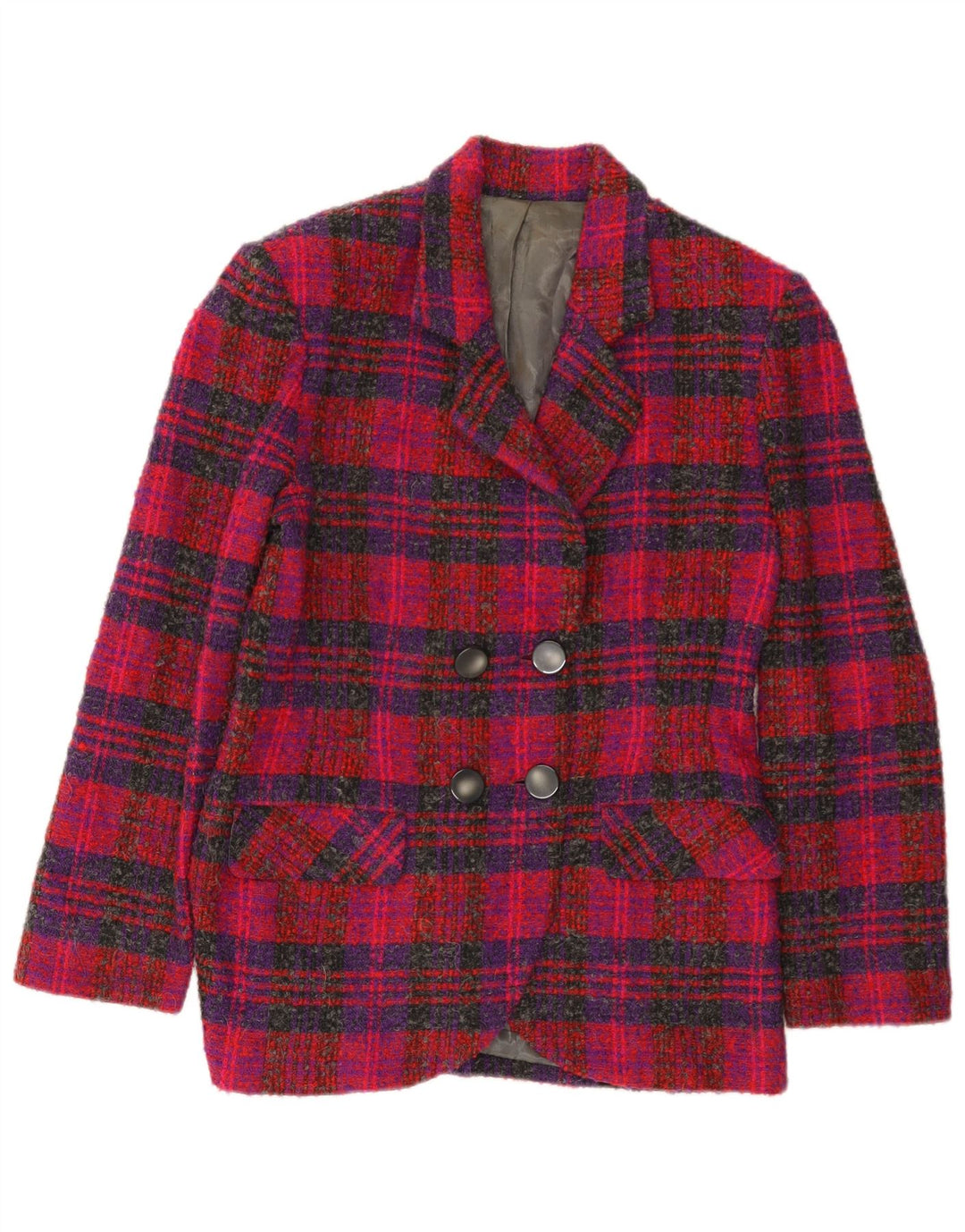 Vintage Damen Zweireiher Blazer Jacke UK 12 Mittelrosa Karo
