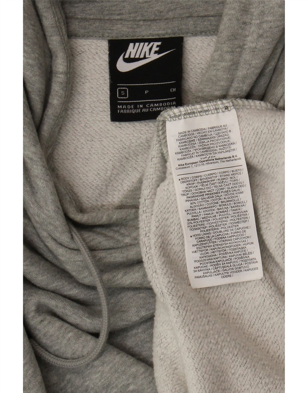 Nike Herren-Kapuzenpullover, klein, grau gefleckte Baumwolle
