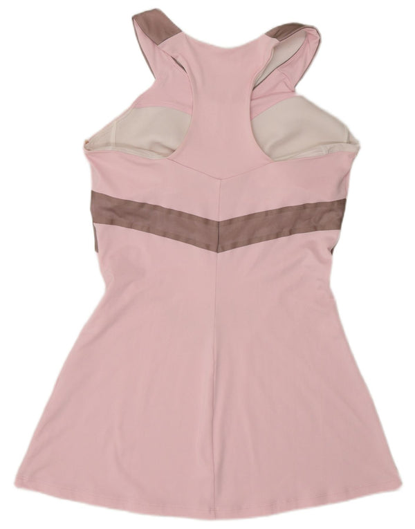 Nike Damen Dri Fit ärmelloses Tenniskleid UK 14 Large Pink Colourblock