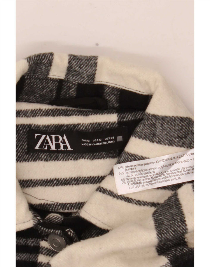 Übergroße Utility-Jacke von Zara für Damen, UK 14, mittelschwarz kariertes Polyester