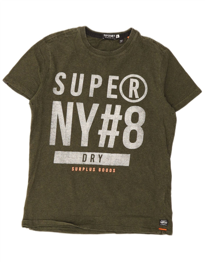 Superdry Herren T-Shirt mit Grafik, groß, Khaki, Baumwolle