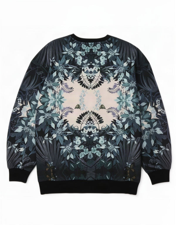 Adidas Womens Graphic Sweatshirt Jumper UK 14 Large Navy Blue Floral