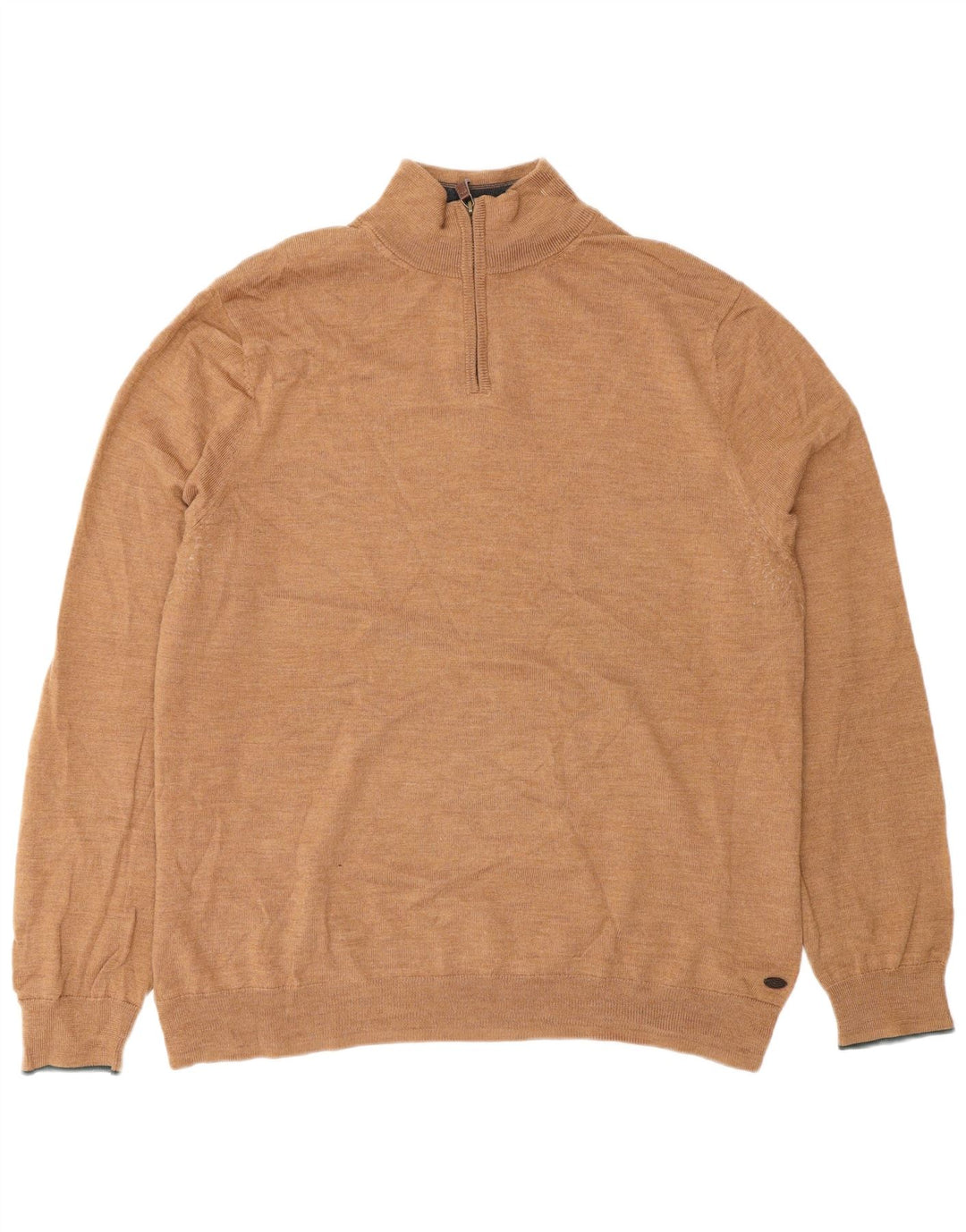 White Stuff Herren-Pullover mit Reißverschluss am Hals, 2XL, braune Wolle