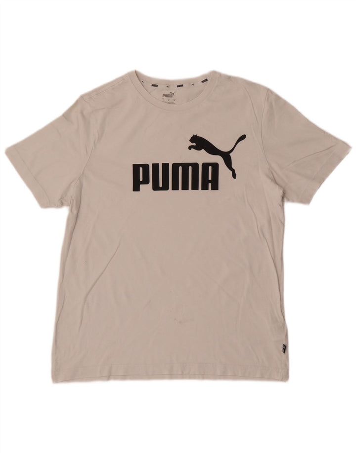 Puma Herren Grafik-T-Shirt-Oberteil aus mittelweißer Baumwolle